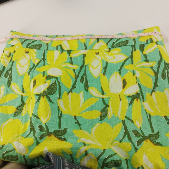 J. Crew Yellow and Green Floral Cotton Mini Skirt Size 8 - Picture 8 of 11